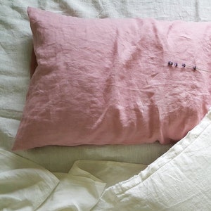 Linen Body Pillow Cover in Dusty Rose, Oversized Washed linen Lumbar Pillow Cover, long Body Pillowcase, Natural Linen Pregnancy Pillow
