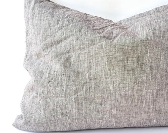 Linen Pillowcase, Custom size European linen Body Pillow Cover, Washed Pure Linen Euro Pillow Sham, Natural Linen Lumbar