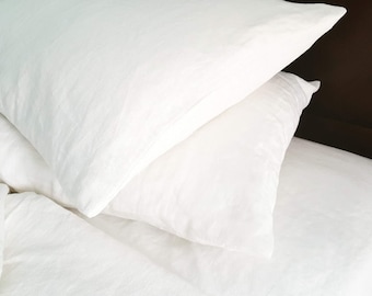Pure Linen Pillowcase in Warm White, Washed Linen Euro Pillow Sham, Custom Natural Linen Body Pillow Cover, Farmhouse Decor Wedding gift