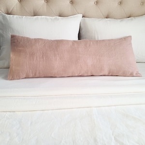 Body Pillow Cover crafted from 100% Linen, Washed Linen Lumbar Pillow Cover, Custom Body Pillowcase