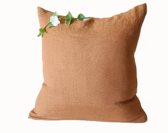 Linen Pillow Cover, European Linen Pillowcase, Washed Linen Cushion Cover | Linen Euro Sham 26x26 with Envelope Closure | Custom Size
