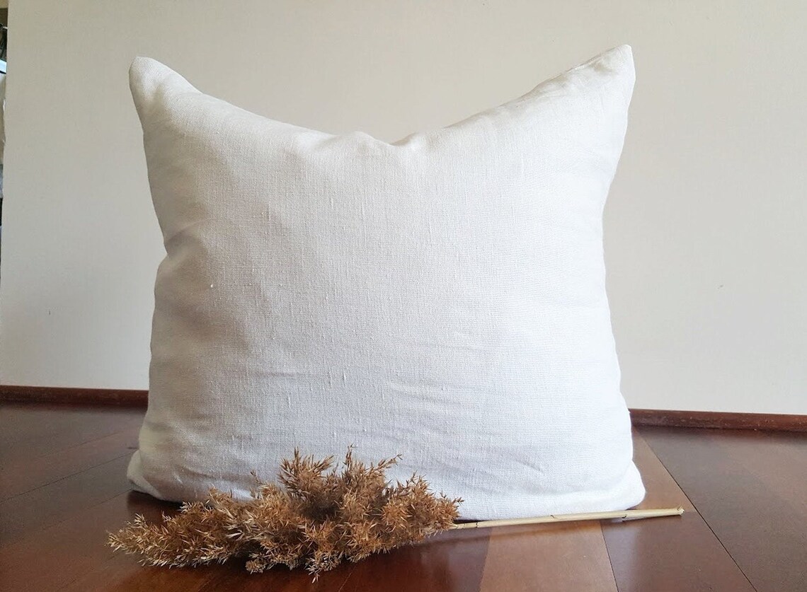 Linen Euro Sham in Warm White Linen Euro Pillow Cover 26x26 Etsy