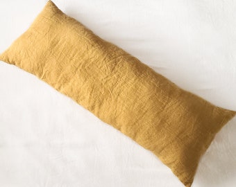 Body Pillow Cover made from 100% Linen, Washed European Linen Lumbar Pillow Cover, Custom Body Pillowcase