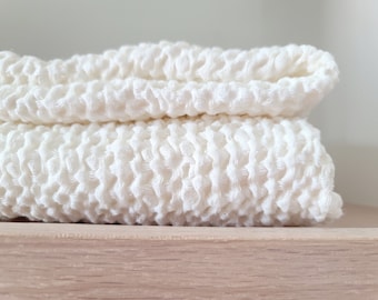 Linen Waffle Textured Large Bath Towel - Spa Gift for Her, Custom Beach Towel