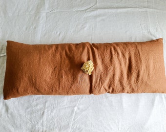 Body Pillow Cover made from 100% European Linen, Washed Linen Lumbar Pillow Cover, Custom Body Pillowcase