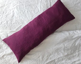 Custom Linen Body Pillow Cover, European Linen Body Pillowcase, Washed Linen Long Pillow Cover | Envelope Closure | Custom Body Pillowcase