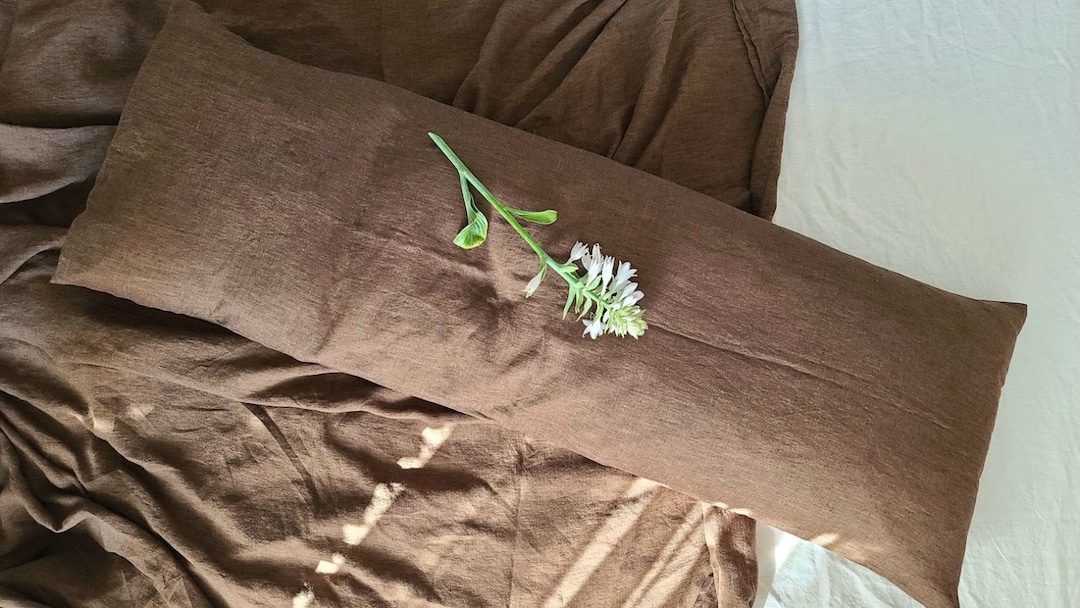 Linen Body Pillow Cover, Oversized Washed Linen Lumbar Pillow Cover