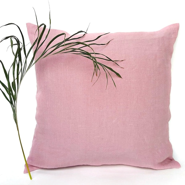 Linen Euro Sham in Dusty Rose, Linen Euro Pillow Cover 26x26, 24x24, Washed Linen Pillow Sham, Envelope Pillow case, Linen Throw Pillow case