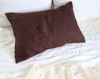 European Linen Pillow Cover, Washed Linen Pillowcase with Envelope Closure | Custom Size Linen Cushion Cover | Natural Linen Bedding Decor