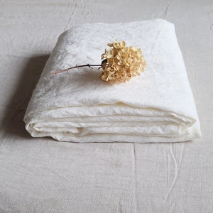 Linen Flat Sheet in Warm White, 100% Natural Washed Linen Top Sheet, Custom European Flax linen Bedding, Cottage linen decor
