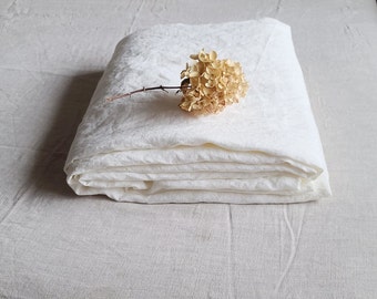 Linen Flat Sheet in Warm White, 100% Natural Washed Linen Top Sheet, Custom European Flax linen Bedding, Cottage linen decor