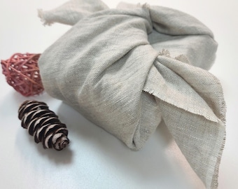 Linen Furoshiki with Fringe 20''x20'', Sustainable Gift-Wrapping Cloth
