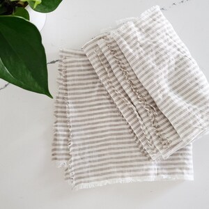 Linen Reusable Napkins with Fringe, Custom Cloth Wedding Napkins, Reusable Cloth Napkins make Great Sustainable Gift