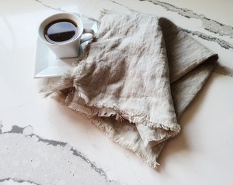 Linen Reusable Napkins with Fringe, Custom Cloth Wedding Napkins, Reusable Cloth Napkins make Great Sustainable Gift