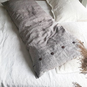 Linen Body Pillowcase, Custom Oversized Washed linen Pillow Cover, Extra long Linen Pillow Sham, Natural Linen Pregnancy Pillow Slip