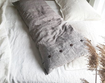 Linen Body Pillowcase, Custom Oversized Washed linen Pillow Cover, Extra long Linen Pillow Sham, Natural Linen Pregnancy Pillow Slip