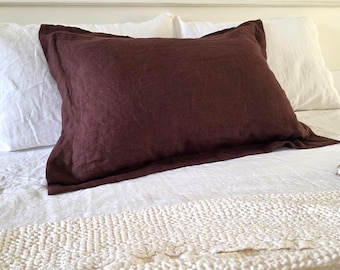 Oxford Style Linen Pillow Cover with 2" Flange – Artfully made 100% Natural Linen Sham