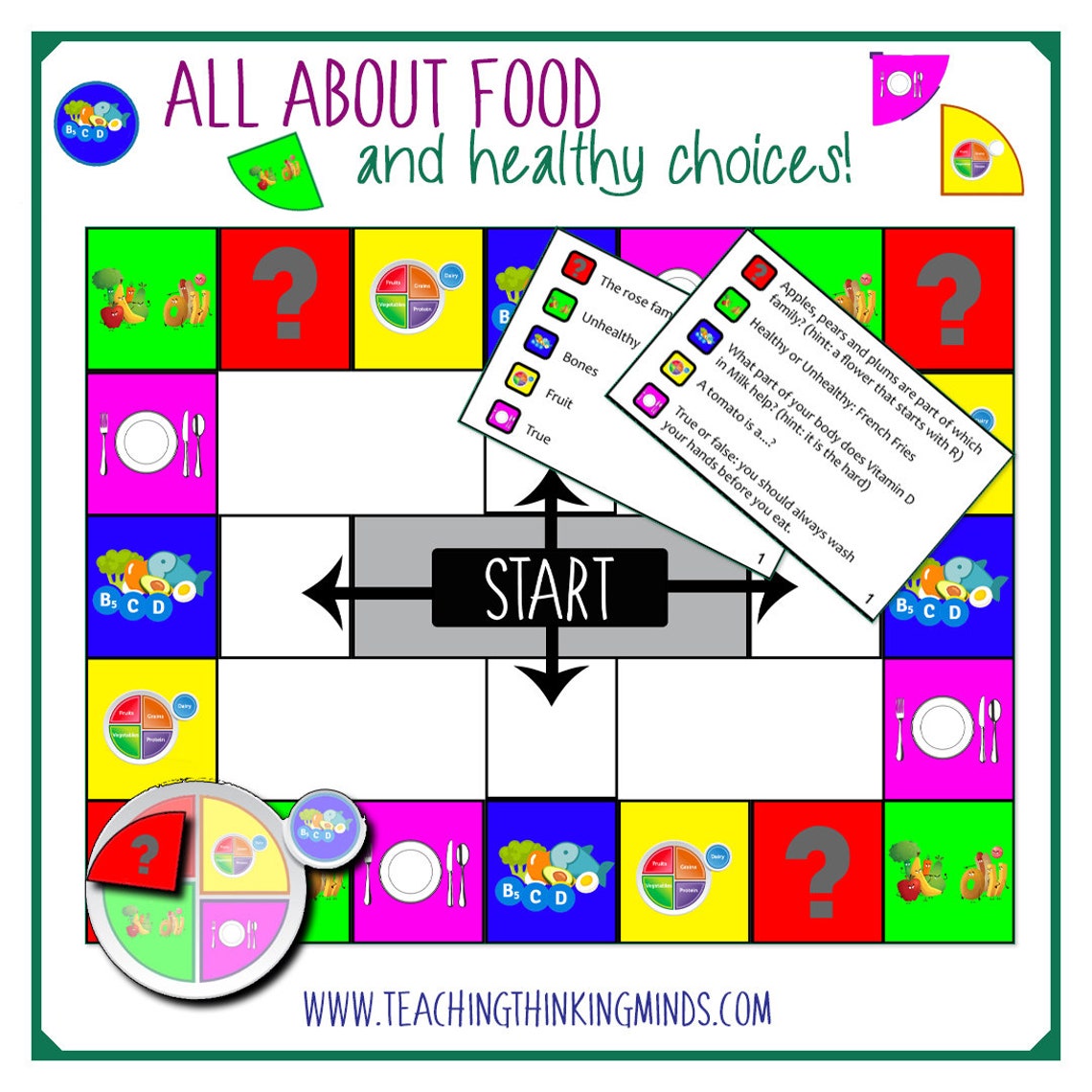 Board Game For Kids Teaching Healthy Food Choices Food Etsy free-food-groups-sorting-activity