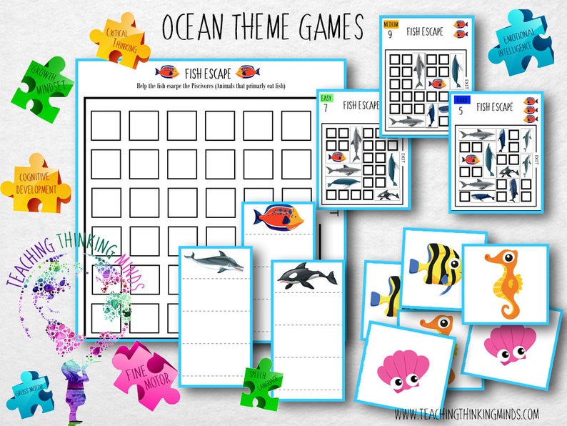 Ocean Theme Printable Educational Board Game to develop | Etsy