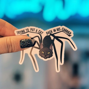 Trying to put a Cat Back in His Carrier | Funny Veterinary Sticker Packs | Sarcastic Veterinary Stickers | Gift for Vet Tech Week 2024