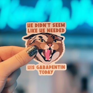 He Doesn’t Need Gabapentin | Veterinary Technician Sticker 2024 | Fractious Cat Sticker | Christmas Gifts for Vet Tech | Vet Tech Week 2024