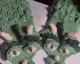 Dragon Fingerless Gloves Crochet Pattern