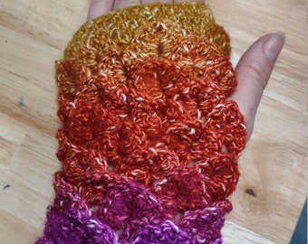 Dragon Scale Fingerless Gloves Crochet Pattern