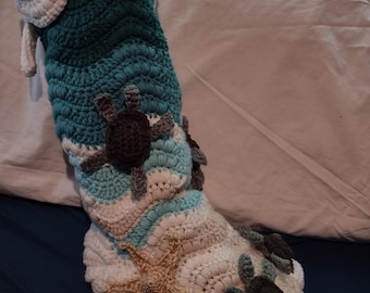 Sea Turtle Holiday Stocking Crochet Pattern