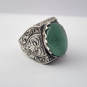 Natürlicher grüner Aventurin Ring, 925 Sterling Silber Edelstein Ring, Aventurin Herrenring, Ring für Ihn, Handgemachter Herrenring, Weihnachtsgeschenk