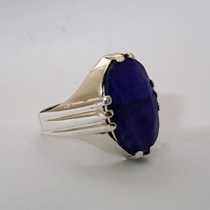 Men Sapphire Stone Ring, Blue Stone Ring, Turkısh Handmade Ring, Ottoman Style Ring, 925k Sterling Silver Ring, Gift For Him