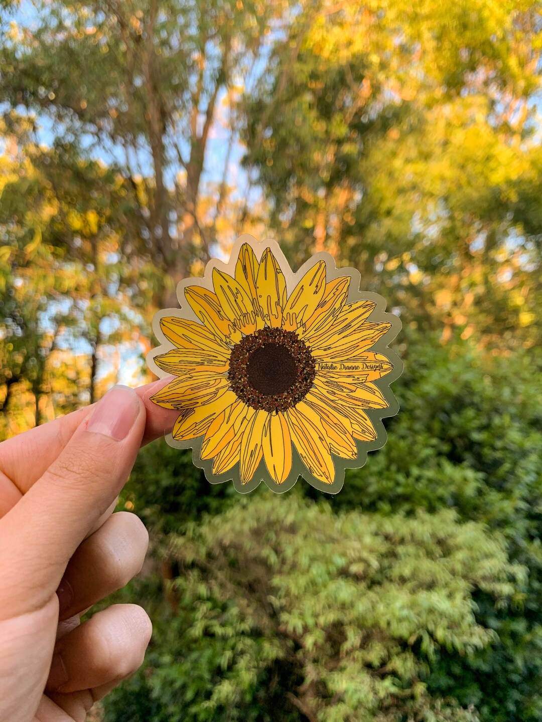 Sunflower Vinyl Sticker - Etsy Australia