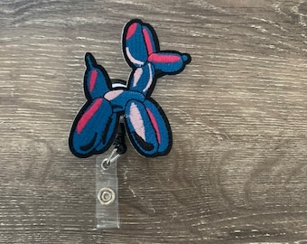 Balloon Animal Dog Badge Reel