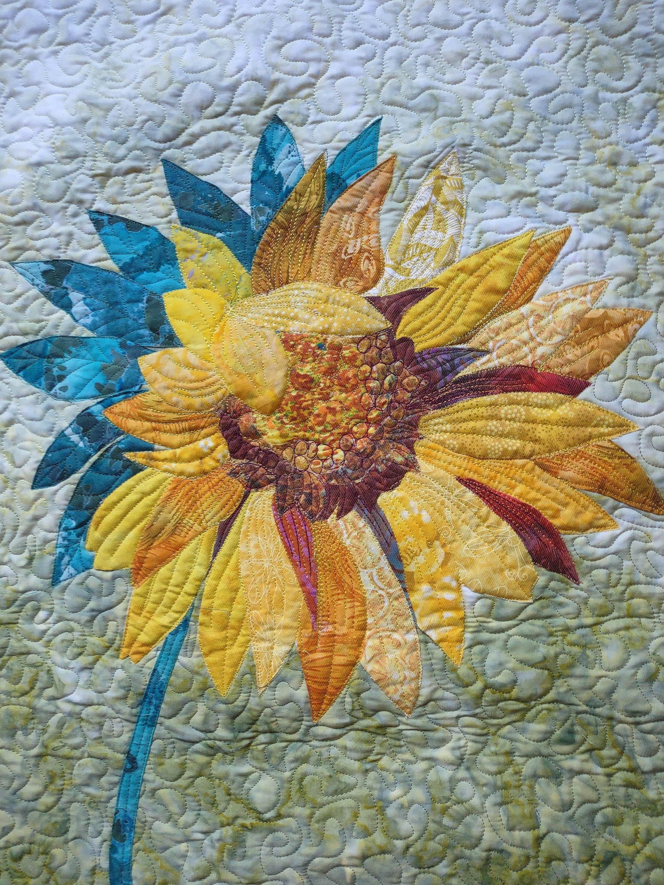 Sunflower Art Quilt Wall Hanging Etsy