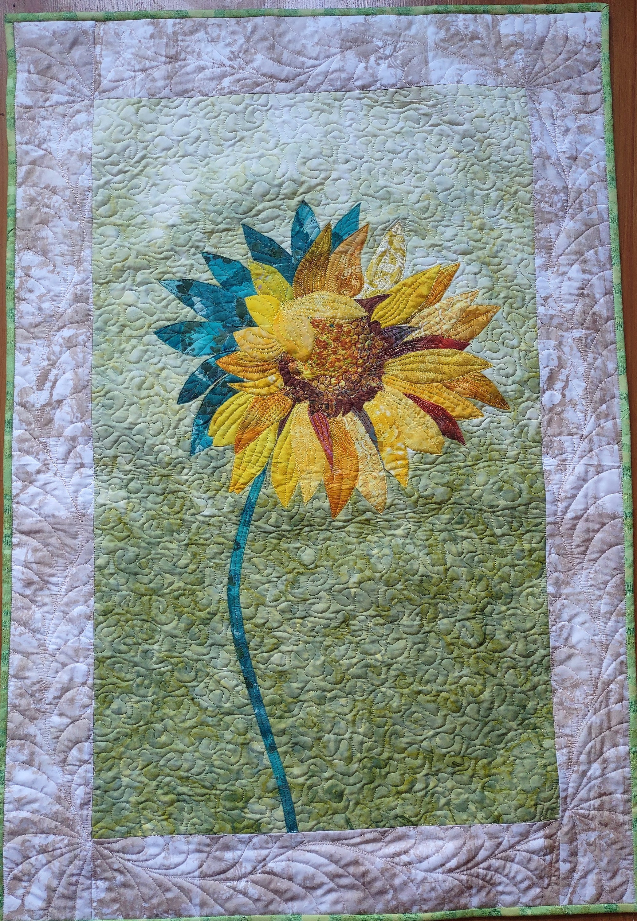 Sunflower Art Quilt Wall Hanging Etsy