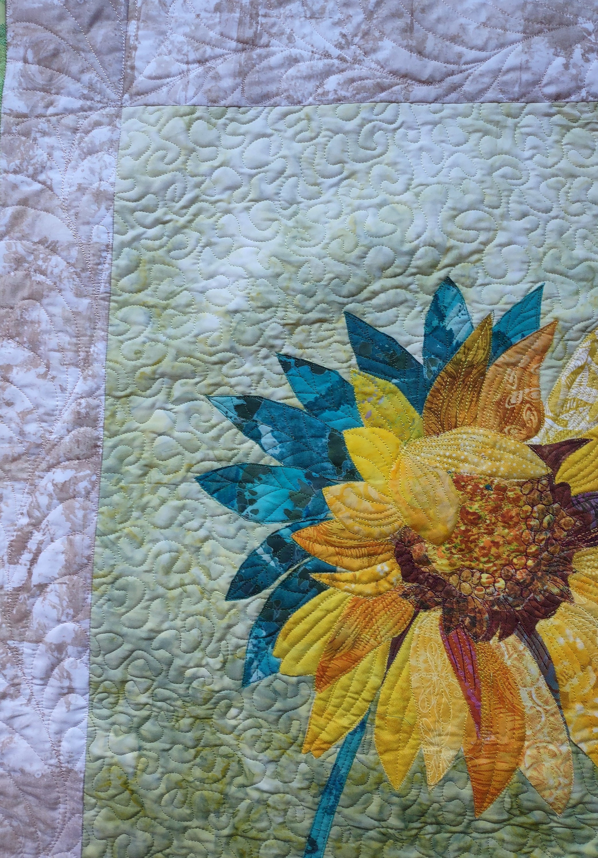 Sunflower Art Quilt Wall Hanging Etsy