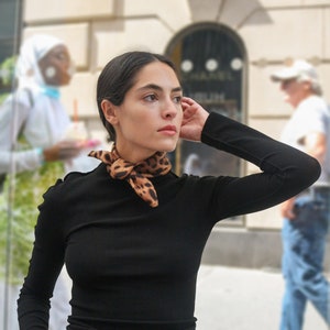 Leopard Print Scarf in Silk Twill
