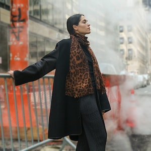 Leopard Print Scarf in Wool