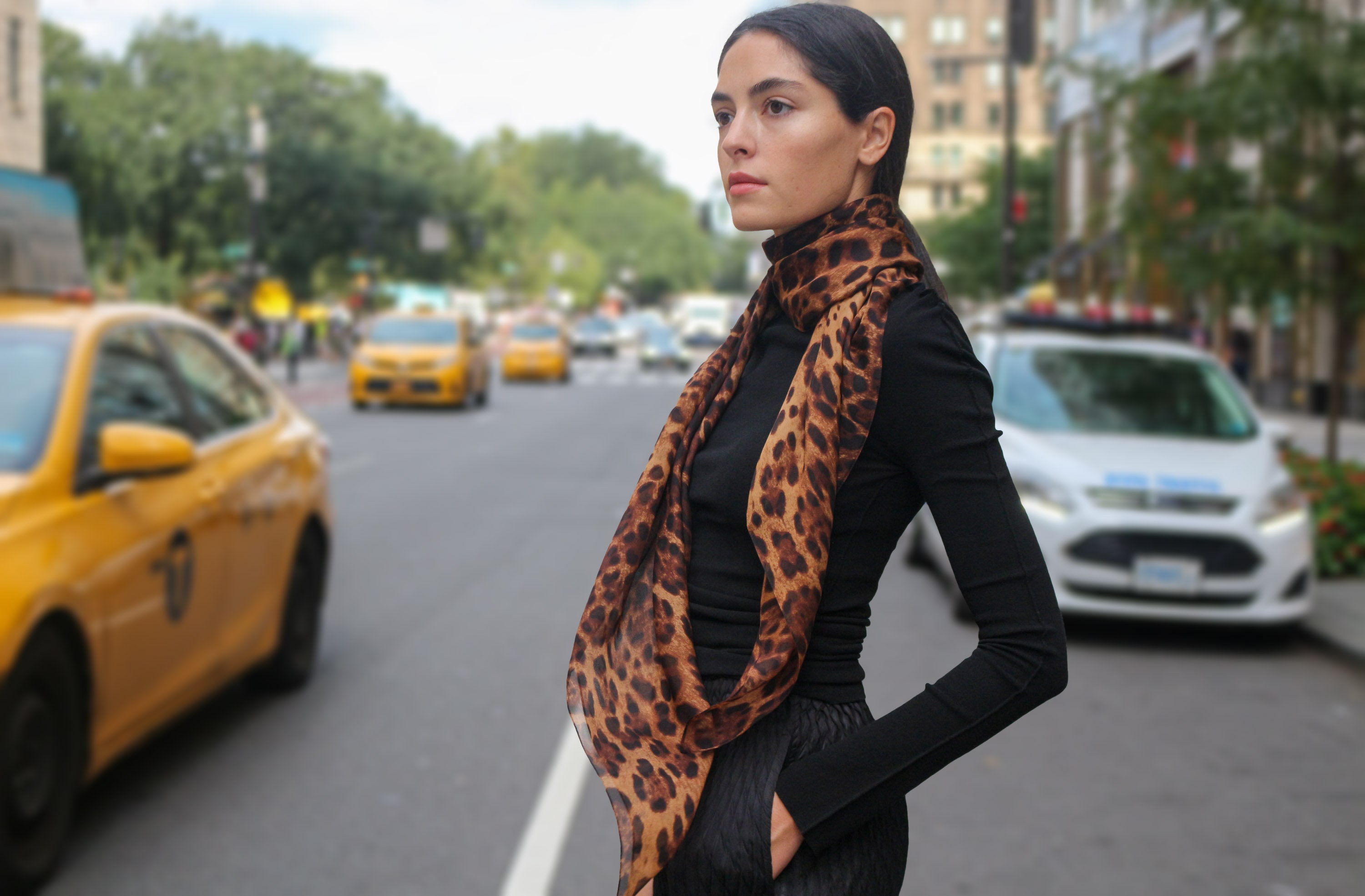 Louis Vuitton Silk Animal Print Scarf in Brown