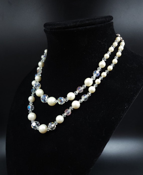 Vintage Aurora Borealis & Faux Pearl Bead Multist… - image 3