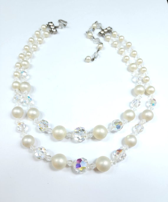 Vintage Aurora Borealis & Faux Pearl Bead Multist… - image 4