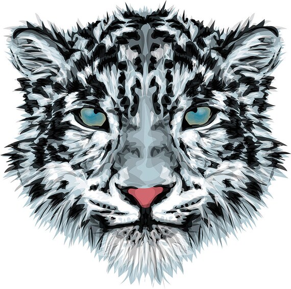 Download Snow Leopard Vector Stylized Vector Print Big Cat Vector Etsy
