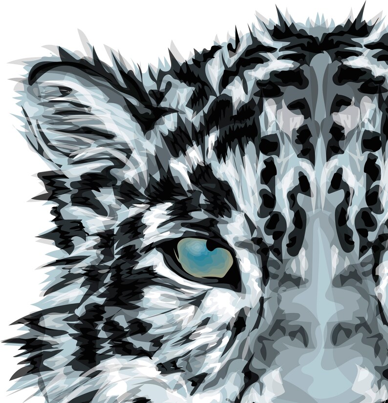 Snow leopard vector. Stylized vector print. Big cat vector ...