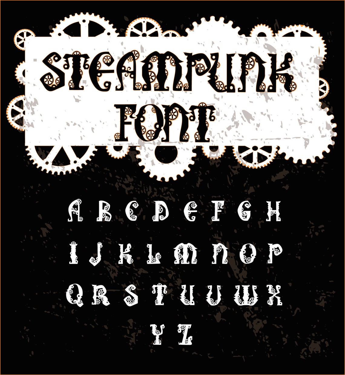 Steampunk Alphabet Vintage vector Stem punt typewriter | Etsy