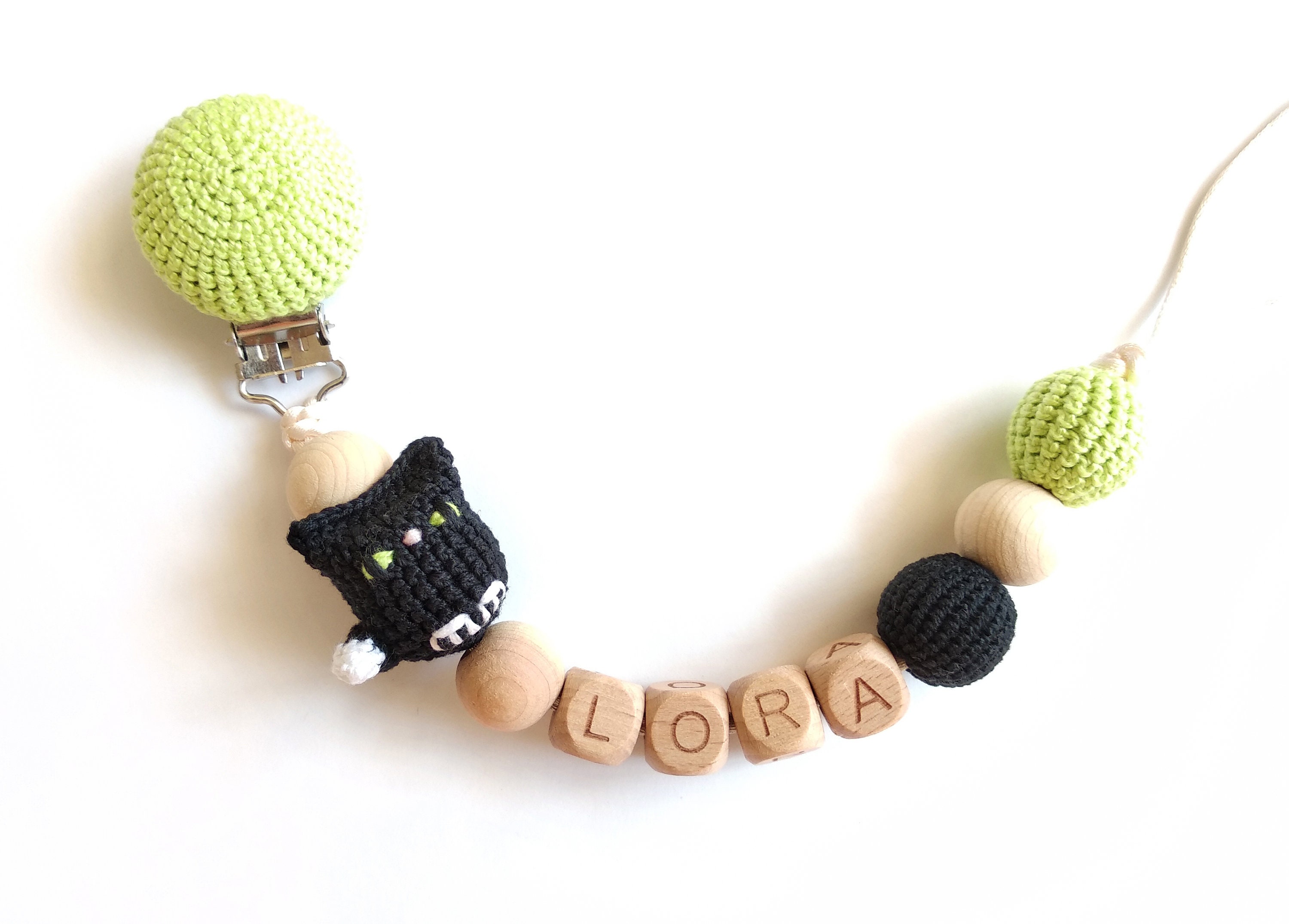 Name Wooden Beads Dummy Clip Pacifier Holder Baby Teething Chain FA
