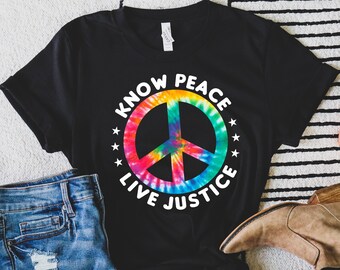 Tie Dye Peace Sign T-Shirt: Social Justice Unisex Tee