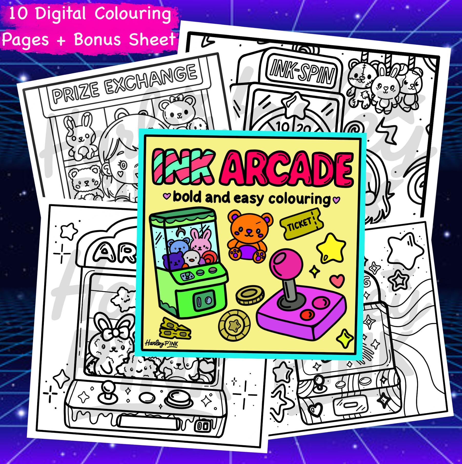 Ink Arcade Coloring Pages: Bold & Easy Designs (PDF Download) - Etsy