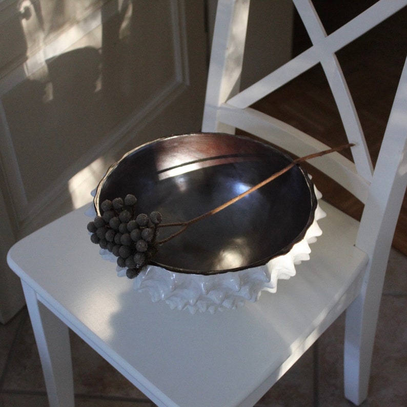 design bowl Large patterned ceramic bowl silver and white fruit bowl round serving bowl ceramic art living and table decoration