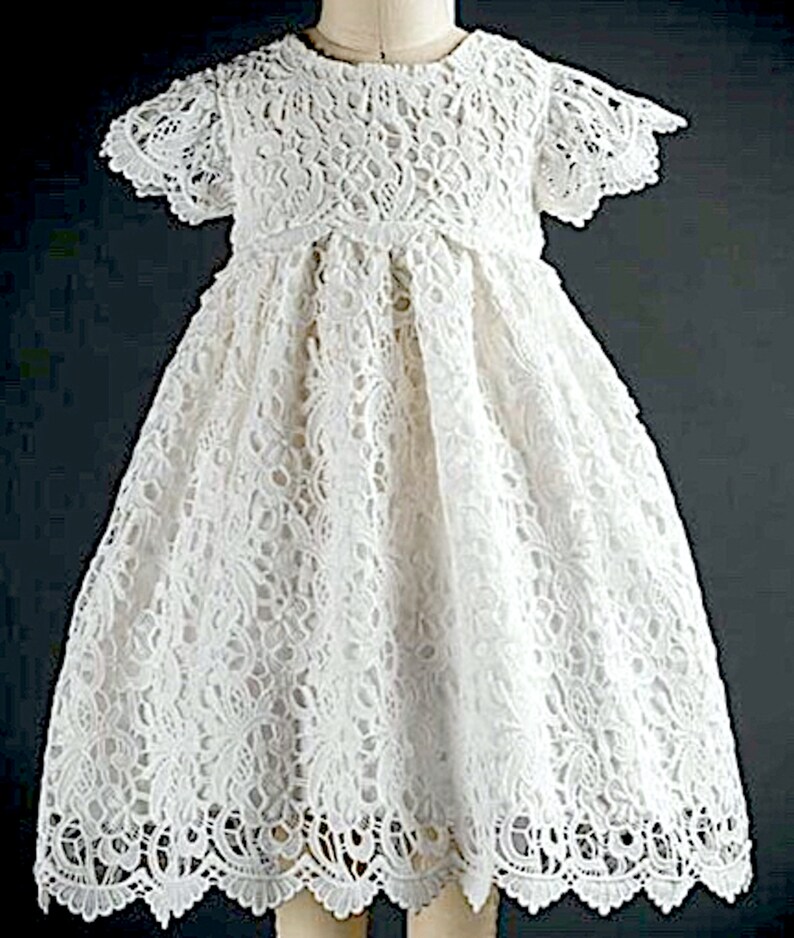 Baby Baptism Dresses Infant Girl Princess Wedding Party Flower Dress Newborn Gown White Lace Christening Dres with Bonnet