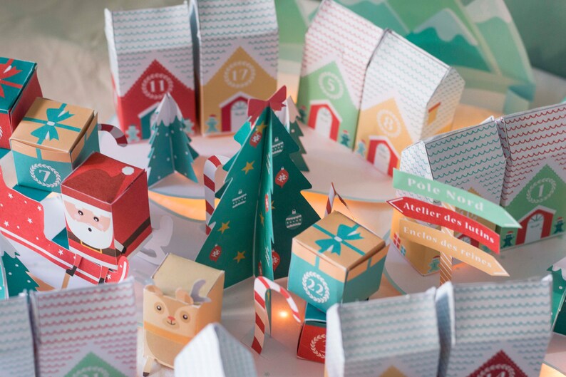 Calendrier de l'avent à imprimer Village de Noël, calendrier avent do it yourself image 7