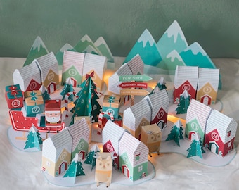 Advent calendar to print Christmas village, do it yourself advent calendar